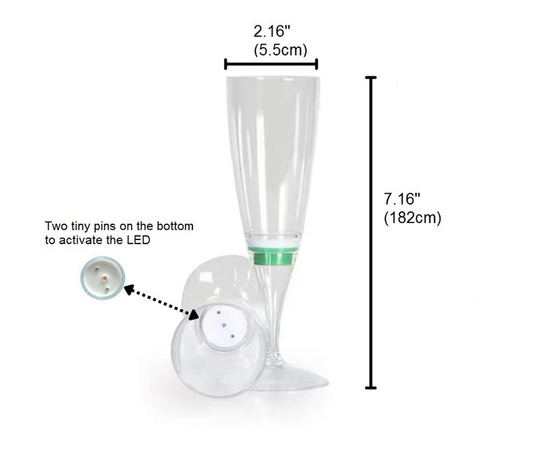 FAMI LED Wine Champagne Flute Glasses, (Set of 6 Multi-Color) Water Liquid Activated Flashing Light Up Cup Blinking Cocktail Whisky Drinkware Glow Mugs for Wedding Christmas Party Gifts - Image 4